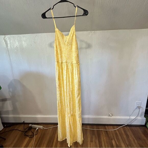 Revolve Sincerely Jules Yellow Spaghetti Strap Floral Flare Leg Jumpsuit - Picture 2 of 9